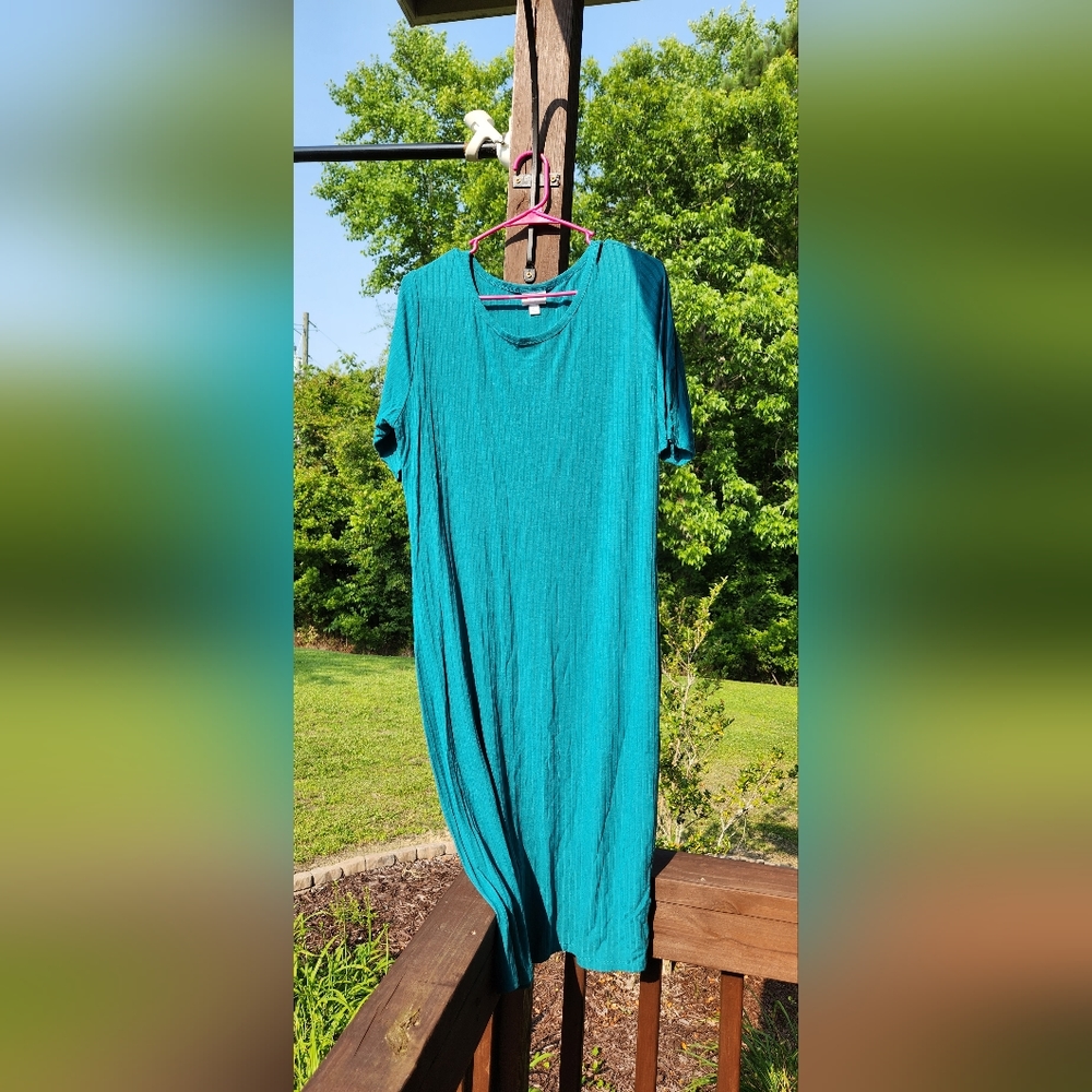 LuLaRoe Julia Dress (XL) Teal - Ribbed